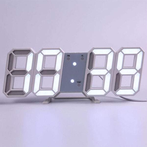 ساعت سه بعدی رومیزی دیجیتالی سفید