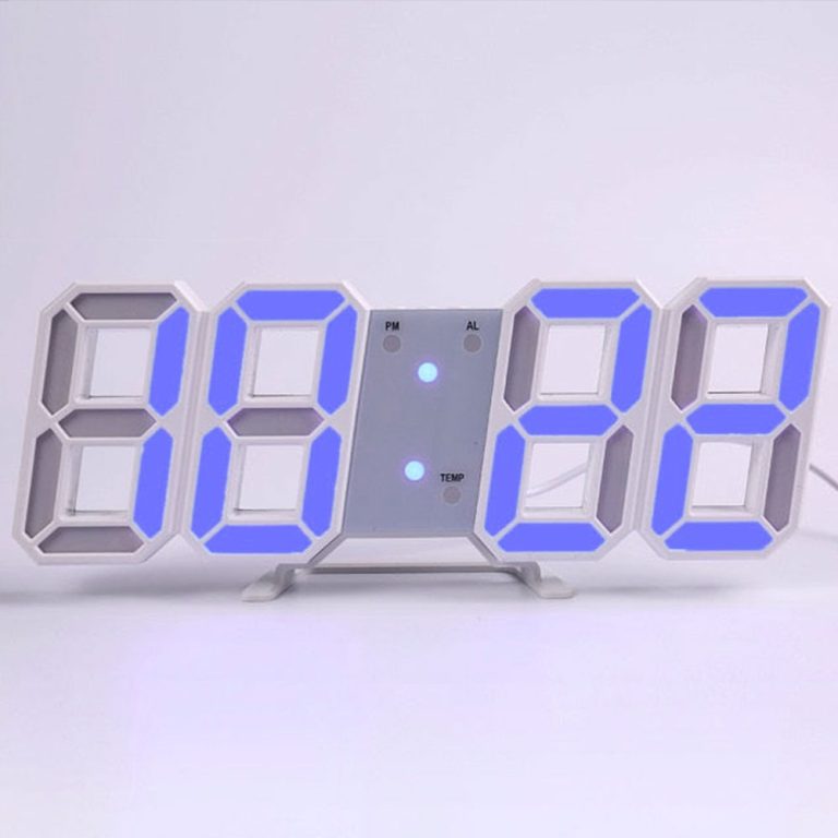 ساعت دیجیتال رومیزی آبی بدنه سفید