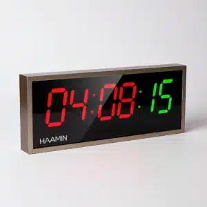 ساعت دیجیتال دیواری لوکس مدل 2560 با نمایش دما، تایمر و کرنومتر حرفه‌ای – بدنه پلکسی تایوانی و طراحی مدرن