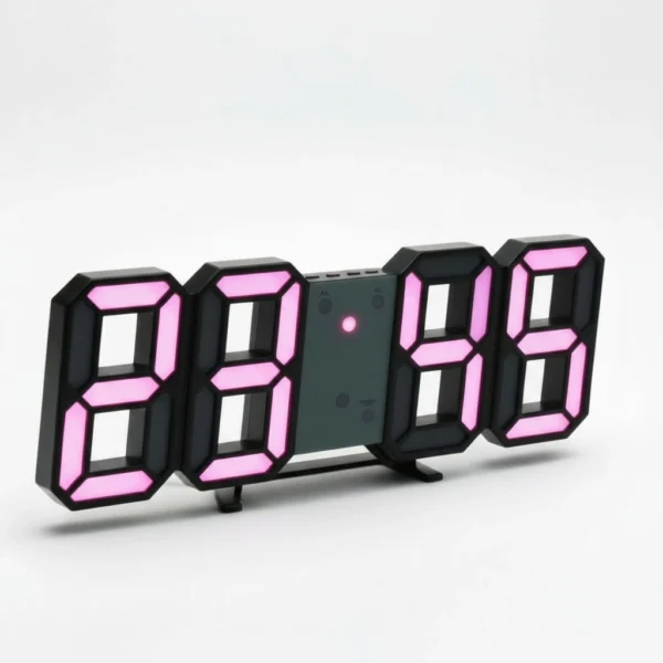 ساعت دیجیتال رومیزی صورتی بدنه مشکی