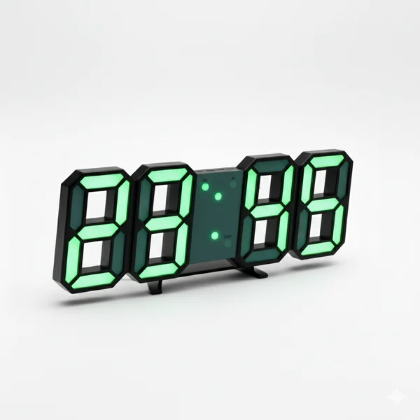 ساعت دیجیتال دیواری رومیزی سبز بدنه مشکی